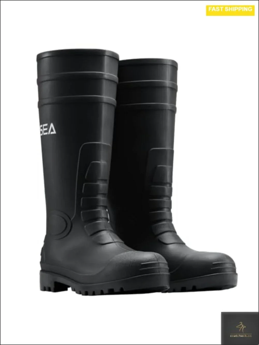 Steel-Toe Rain Boots, Waterproof PVC Rubber, Non-Slip Work Boots for Men